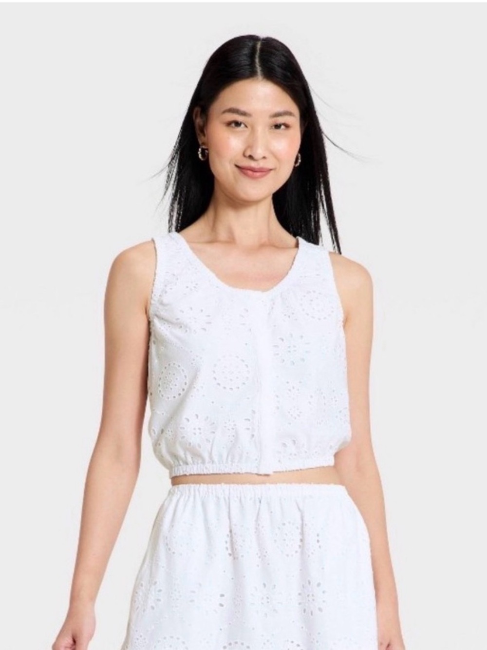 a new day White Eyelet Cropped Cotton Tank- Target